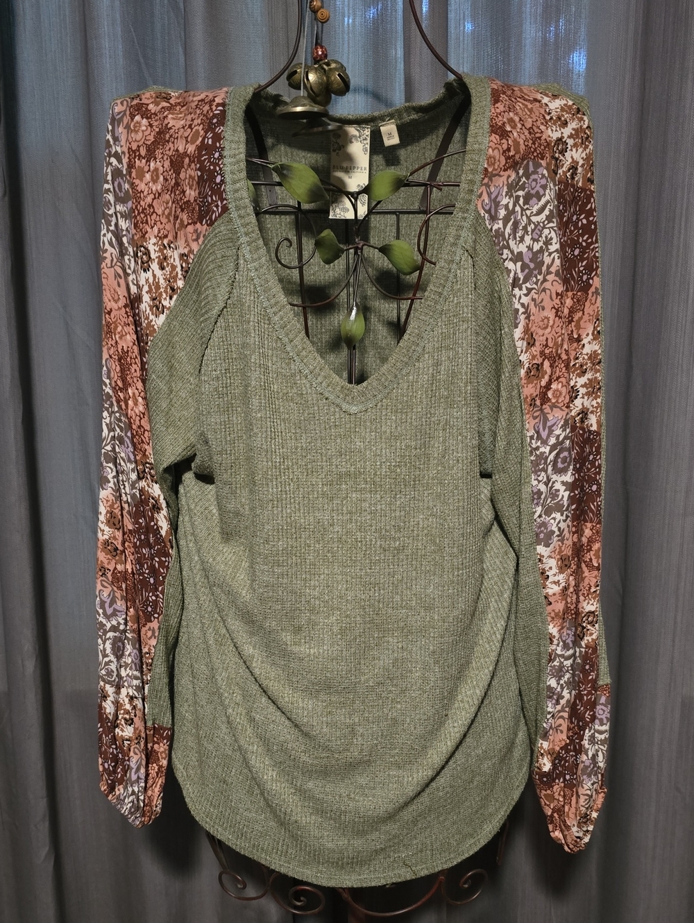 Green Floral Long Sleeve